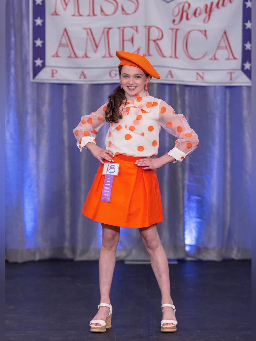Girls Orange Polka Dot Blouse and Skirt Set